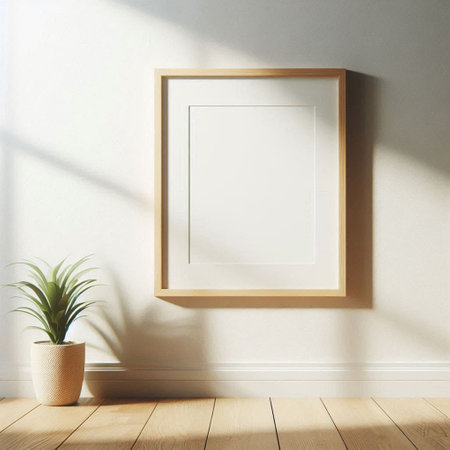 Mock up blank frame in modern interior background, 3D renderingの写真素材