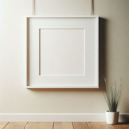 White frame mockup on the wall. 3d render illustration.の写真素材