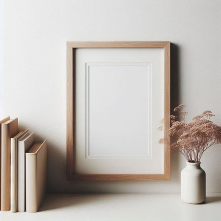 Mock up poster frame in interior background, 3d render illustration