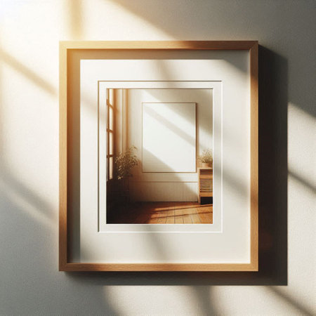 Minimalistic interior design, wooden frame mockup, 3d render
