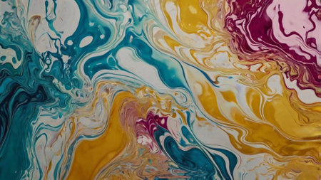 Colorful abstract paint background. Acrylic colors in water. Liquid marble pattern.の写真素材