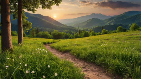 Beautiful summer landscape in the Carpathian mountains, Ukraine.の写真素材