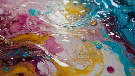 abstract background from oil paint on water close-up macro photography