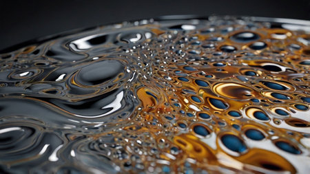 abstract background of oil drops on water surface, close-up