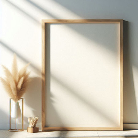 Mock up poster frame in modern interior background, 3d render