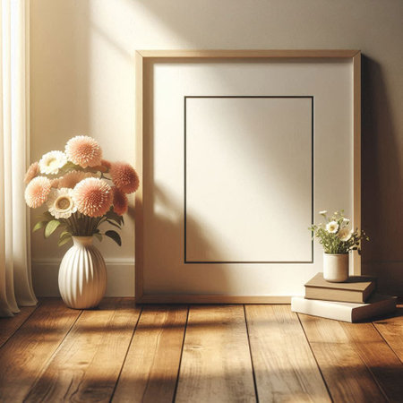 Mock up poster frame in modern interior background, 3d render