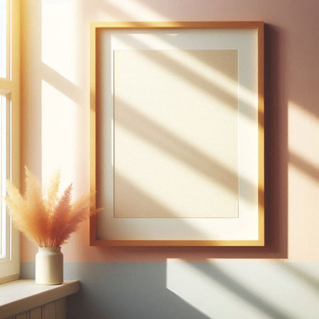 Mockup poster frame in interior background, 3D render illustration