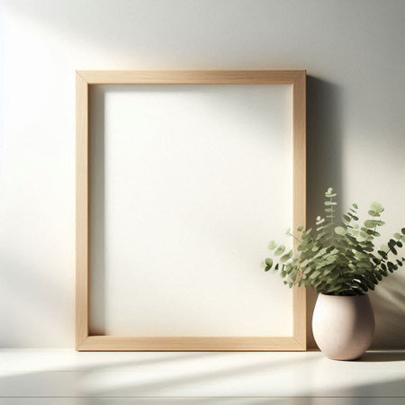 Wooden frame mockup. 3d rendering, 3d illustration.の写真素材