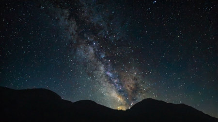 Milky way and stars in the sky. Long exposure photograph.
