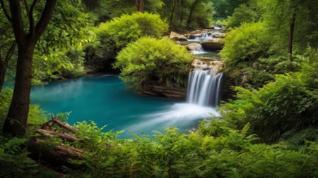 Beautiful waterfall in deep forest,Thailand. (Panorama)