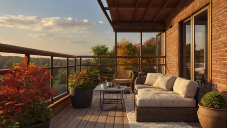 3d rendering of a terrace with a view to the lake
