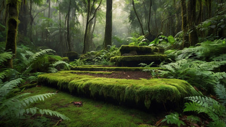 Beautiful green moss in the forest at Doi Inthanon National Park, Thailandの写真素材