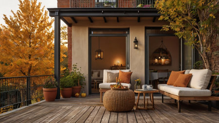 3d rendering of a cozy terrace in a modern house.の写真素材