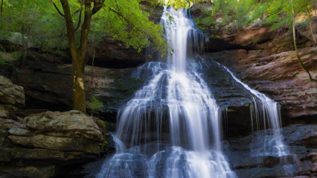Waterfall in the deep forest of Shenandoah National Park, Virginia.の写真素材