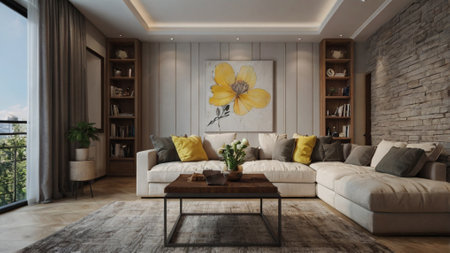 3d illustration of a modern living room interior design. Living room.の写真素材