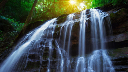 Waterfall in the forest at Phu Kradueng National Park, Loei, Thailand
