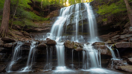 Waterfall in the forest, long exposure, long shutter speed.の写真素材