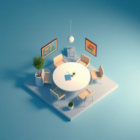 3d rendering interior of living room with table and chairs for workingの写真素材