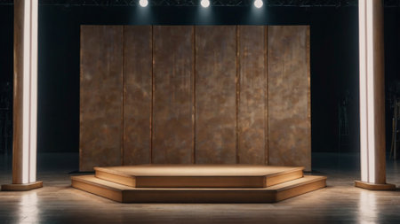 3d rendering abstract scene podium for show product on dark background.