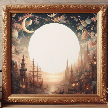 Wooden frame with the image of the ancient city of Gdansk