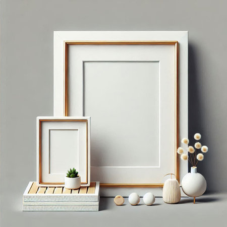 Mock up blank frame in modern interior background, 3d render