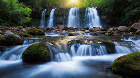 Waterfall in deep forest at Phu Kradueng National Park, Loei, Thailand