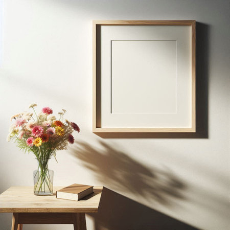 Mock up poster frame in modern interior background, 3d renderの写真素材