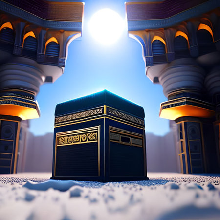 3D illustration of a ramadan kareem background with mosqueの写真素材