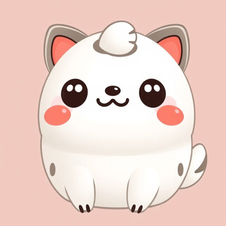 Cute kawaii cat. Vector illustration. Cartoon style.の写真素材