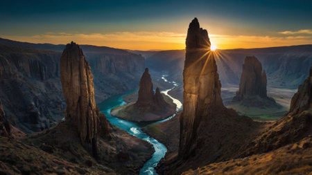Beautiful panoramic view of the Colorado River at sunset.