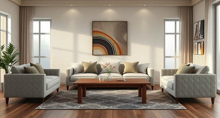 Interior of the living room. 3D illustration with a sofa