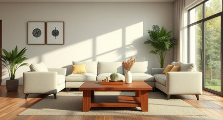interior with sofa. 3d illustration and 3d rendered imageの写真素材