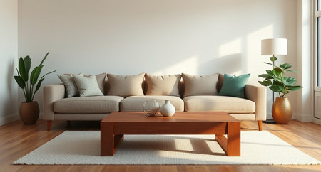 interior modern bright room with sofa 3D rendering illustration computer generated imageの写真素材