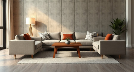 interior with brown sofa. 3d rendered illustration mock-up