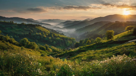 Beautiful summer landscape in the Carpathian mountains, Ukraine.の写真素材