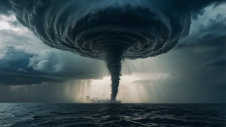 Storm over the sea. 3d render. Elements of this image furnished by NASAの写真素材