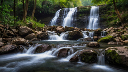Beautiful waterfall in deep forest at Doi Inthanon National Park, Thailand
