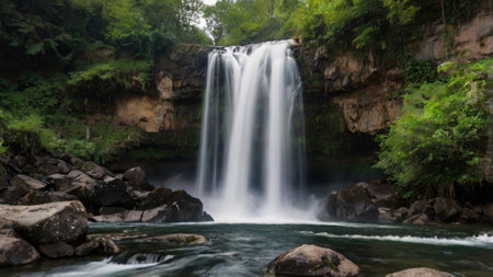 Waterfall in the forest, Kanchanaburi province, Thailand