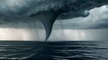 Tornado over the sea - 3D rendered Illustration.