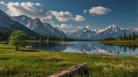 Panoramic view of Grand Teton National Park, Wyoming, USAの写真素材