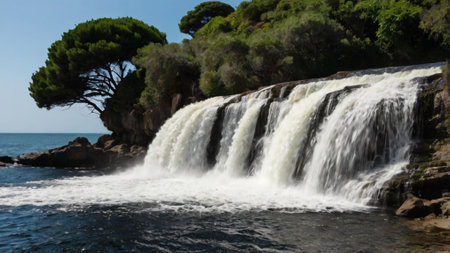 Waterfall on the island of Mallorca, Balearic Islands, Spainの写真素材