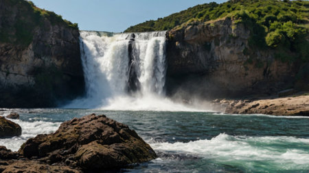 Gullfoss waterfall, Iceland. Panoramic view.の写真素材