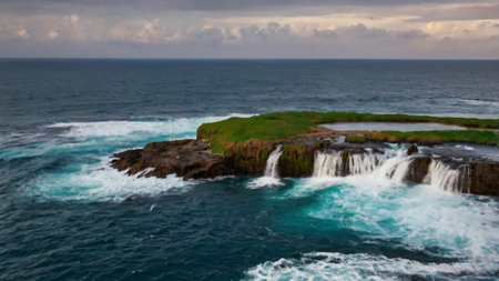 Aerial view of Fjadrargljufur waterfall, Iceland