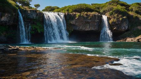 Waterfall on the island of Mallorca, Balearic Islandsの写真素材