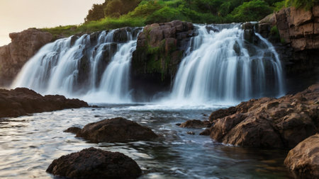 Beautiful waterfall in south korea,Suanluang waterfallの写真素材