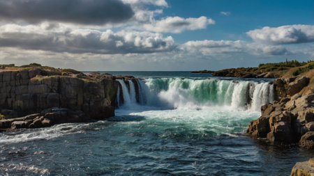Gullfoss waterfall, Iceland. Panoramic view.の写真素材