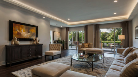 Luxury living room interior with sofas and coffee table