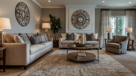 Luxury living room with sofa, coffee table and coffee tableの写真素材