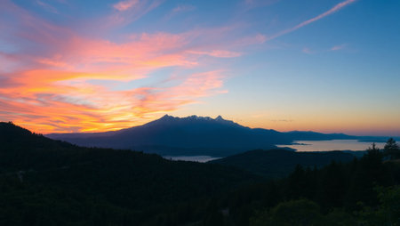 Sunset in Glacier National Park, Montana, United States, USAの写真素材