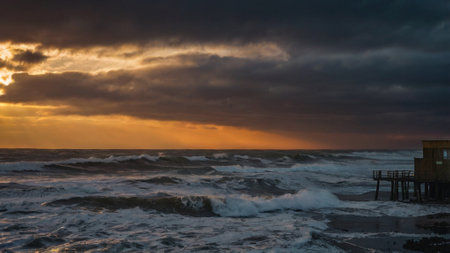 Sunset on the Baltic sea in Gdansk, Poland.